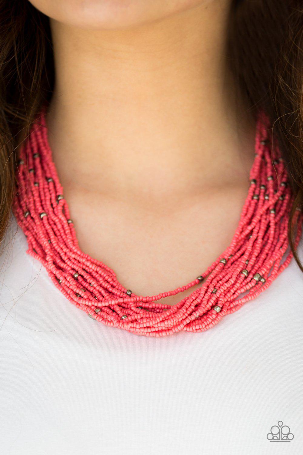 Summer Samba Coral Seed Bead Necklace - Paparazzi Accessories- lightbox - CarasShop.com - Paparazzi Jewelry by Cara Jewels