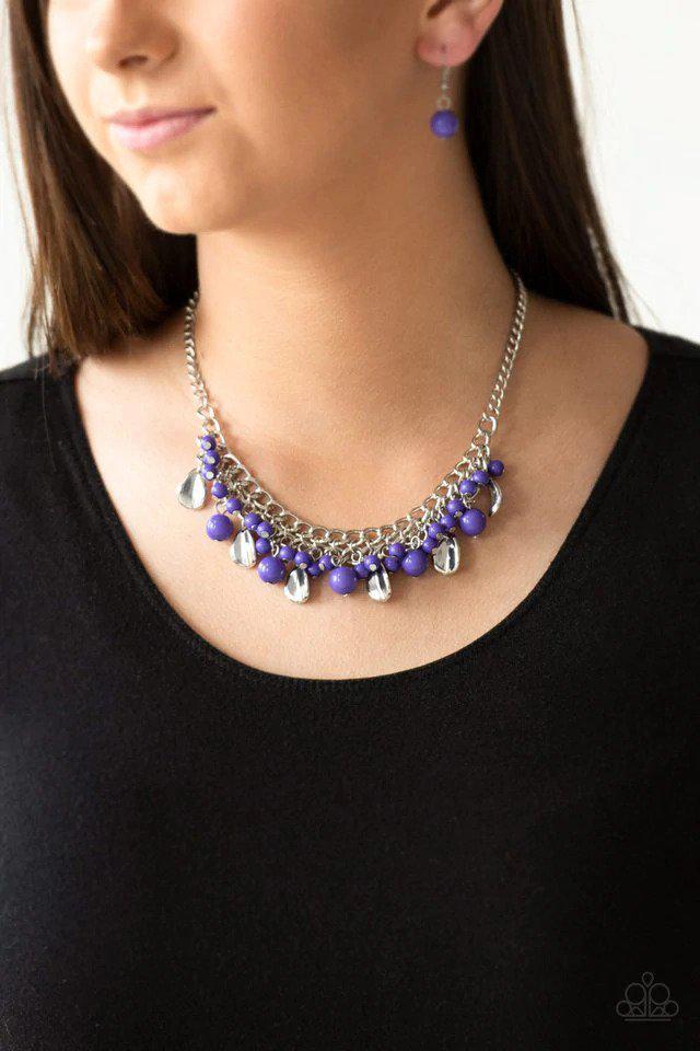 Summer Showdown Purple Necklace - Paparazzi Accessories- on model - CarasShop.com - Paparazzi Jewelry by Cara Jewels