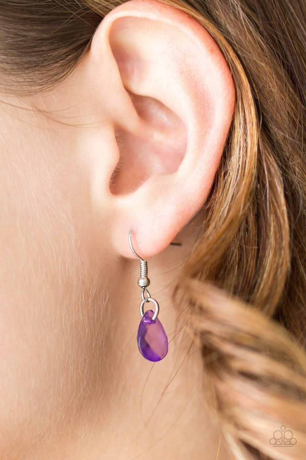 Summer Solo Silver and Purple Necklace - Paparazzi Accessories - free matching earrings -CarasShop.com - Paparazzi Jewelry by Cara Jewels