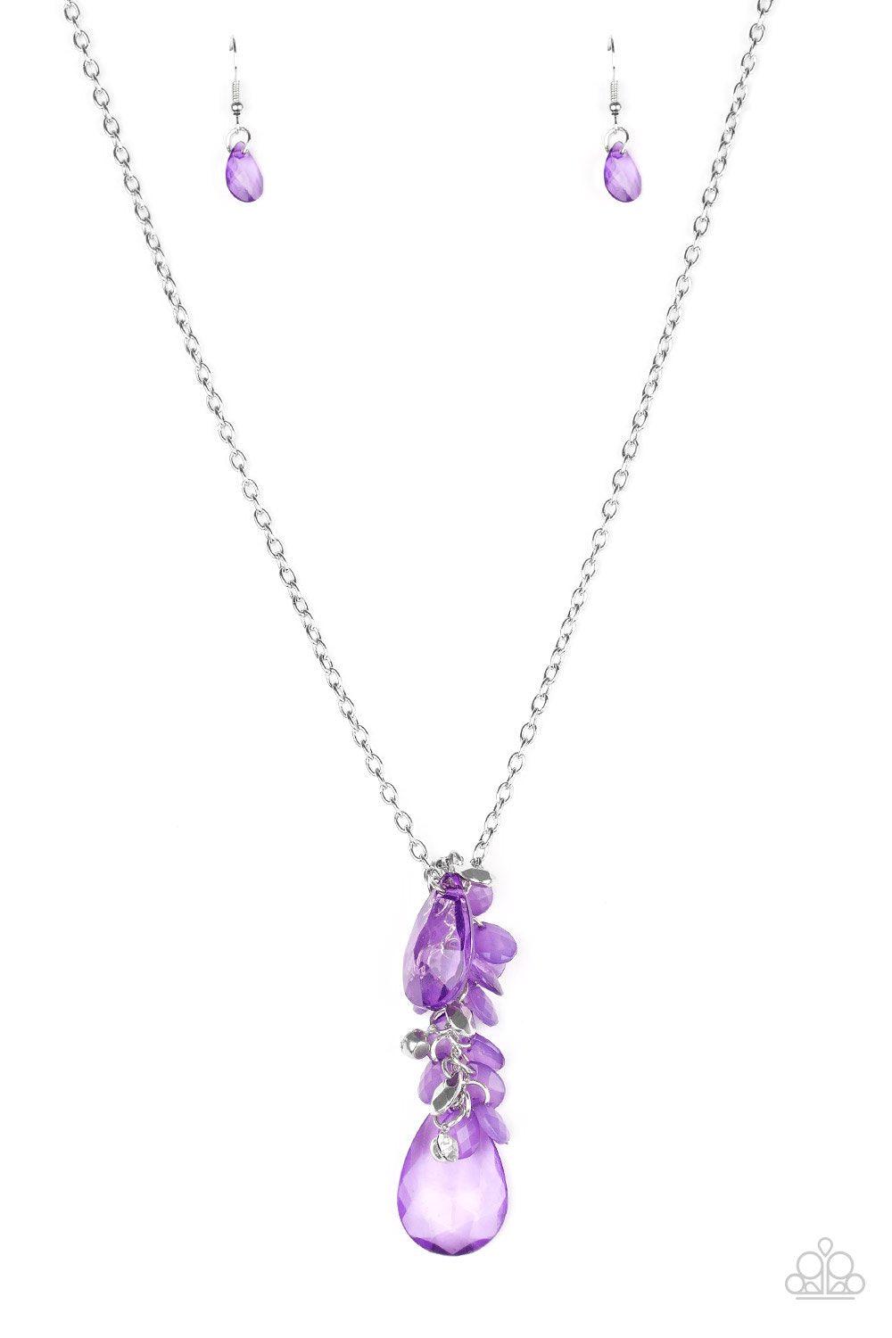 Summer Solo Silver and Purple Necklace - Paparazzi Accessories- on model - CarasShop.com - Paparazzi Jewelry by Cara Jewels