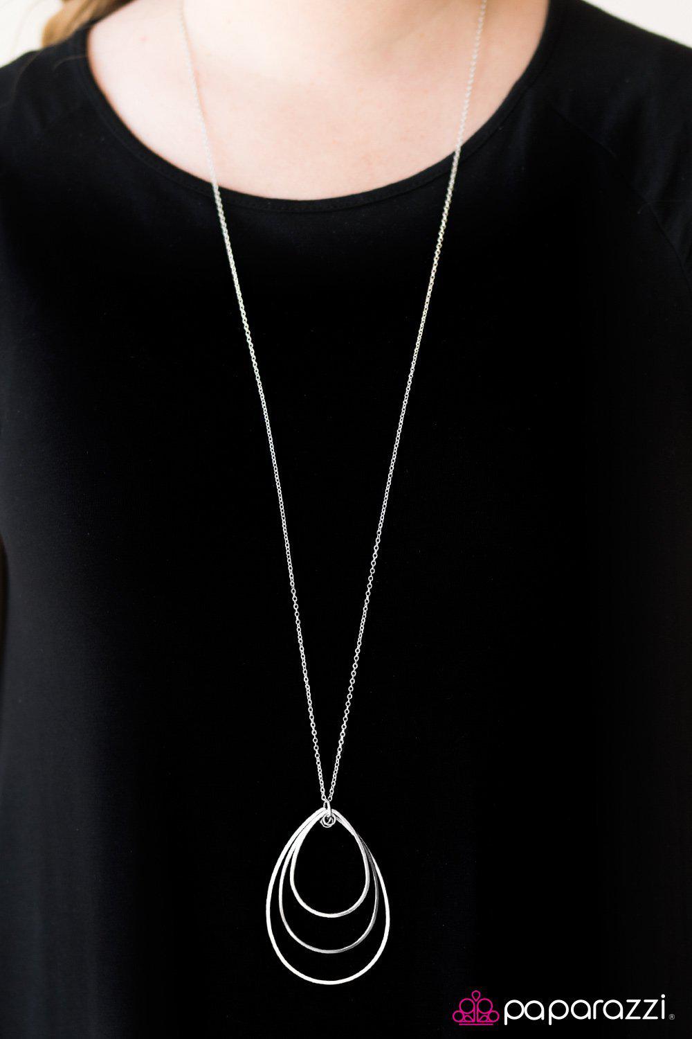 Summer Storm Silver Teardrop Necklace - Paparazzi Accessories- lightbox - CarasShop.com - Paparazzi Jewelry by Cara Jewels