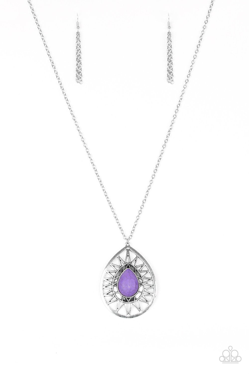 Summer Sunbeam Purple Stone Necklace - Paparazzi Accessories- lightbox - CarasShop.com - Paparazzi Jewelry by Cara Jewels