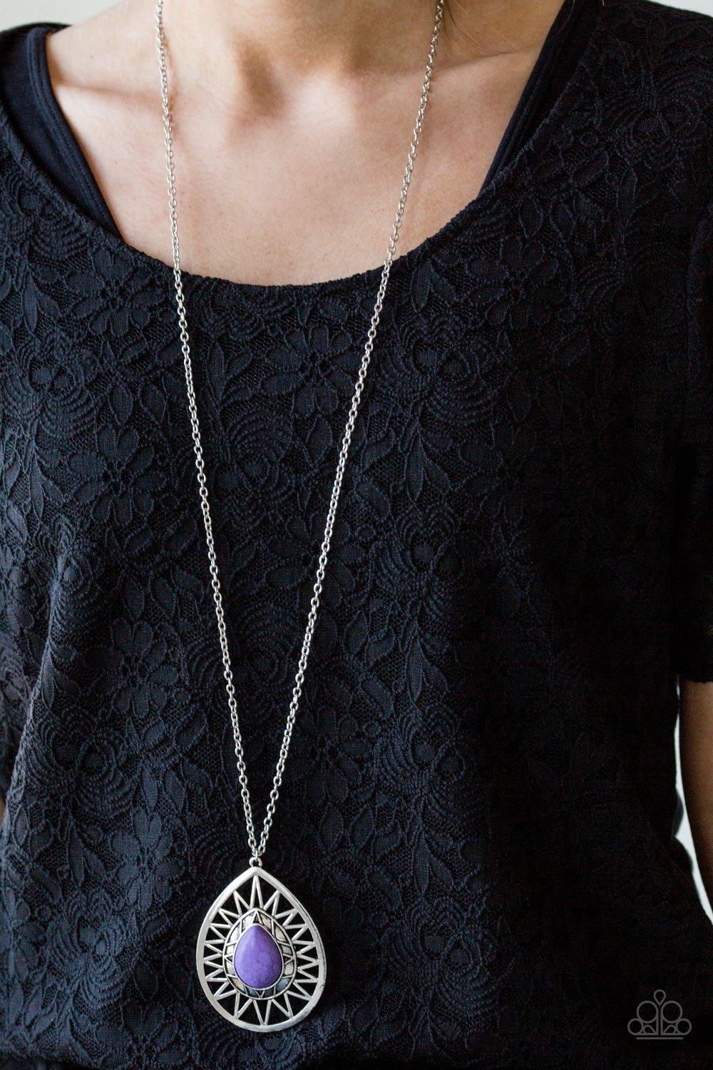 Summer Sunbeam Purple Stone Necklace - Paparazzi Accessories- on model - CarasShop.com - Paparazzi Jewelry by Cara Jewels