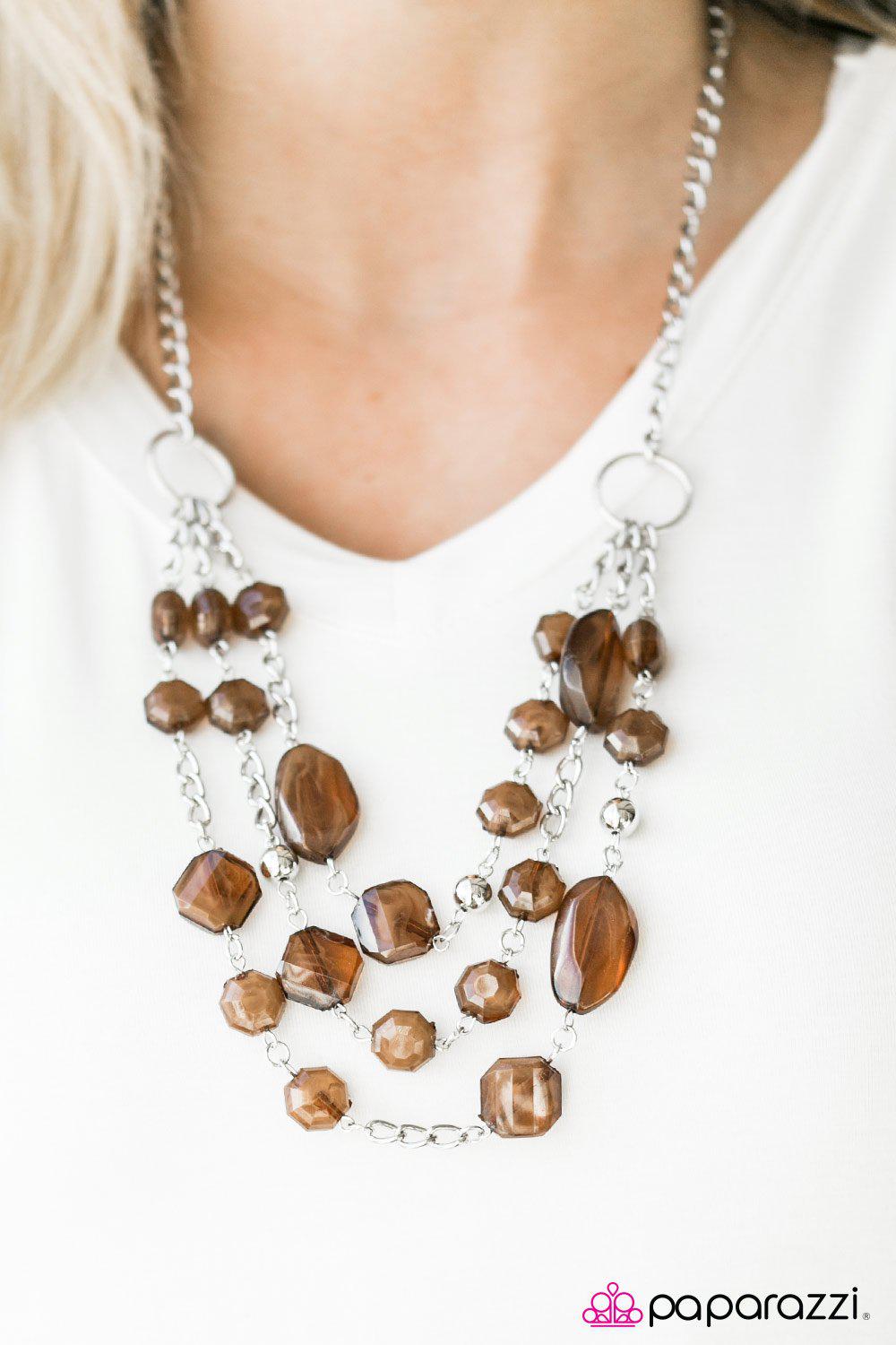 Summer Sunsets Silver and Brown Necklace - Paparazzi Accessories- lightbox - CarasShop.com - Paparazzi Jewelry by Cara Jewels