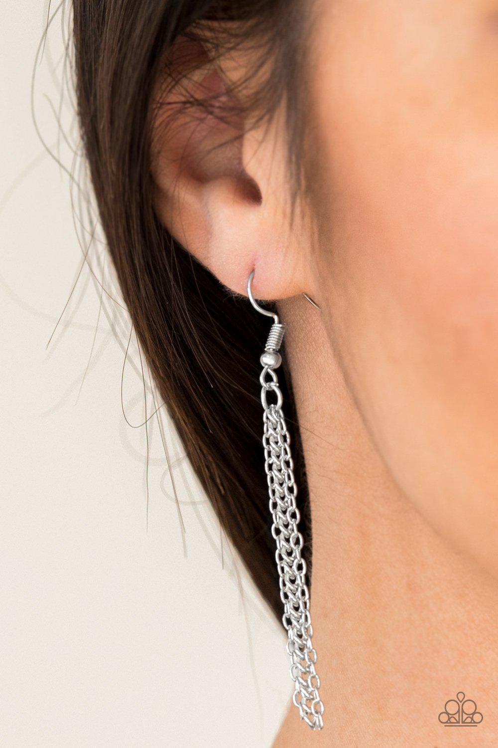 Sunny Sunflower Silver Necklace - Paparazzi Accessories - free matching earrings -CarasShop.com - Paparazzi Jewelry by Cara Jewels