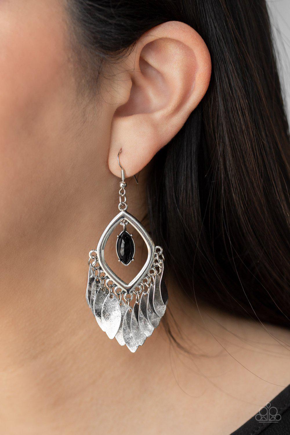 Sunset Soul Black and Silver Earrings - Paparazzi Accessories- lightbox - CarasShop.com - Paparazzi Jewelry by Cara Jewels