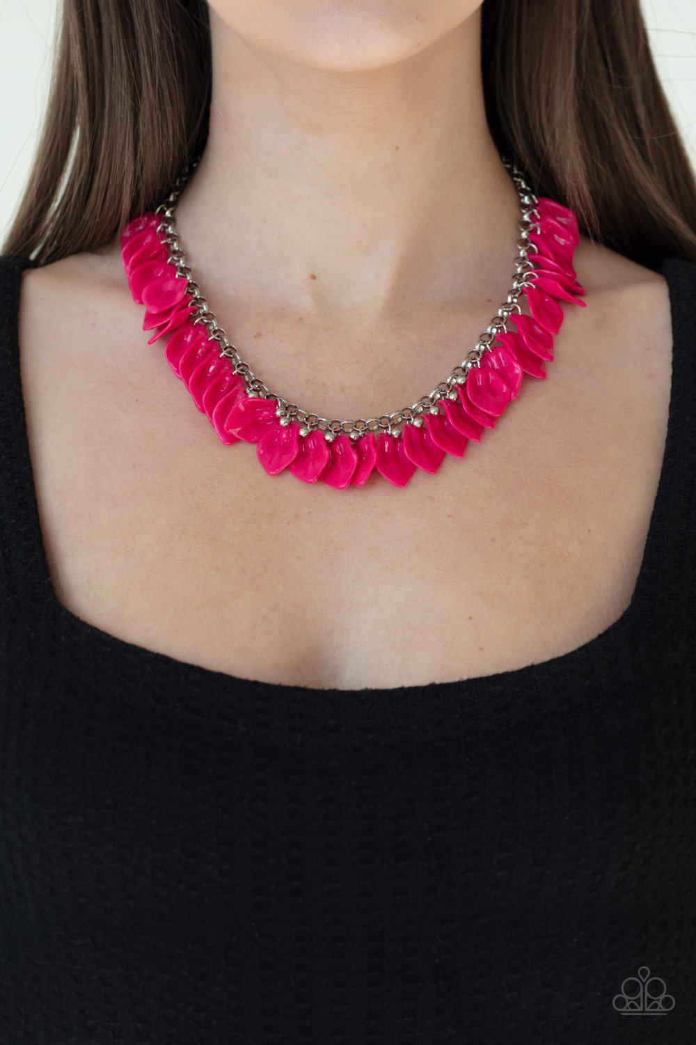Super Bloom Pink Acrylic Petal Necklace - Paparazzi Accessories- lightbox - CarasShop.com - Paparazzi Jewelry by Cara Jewels