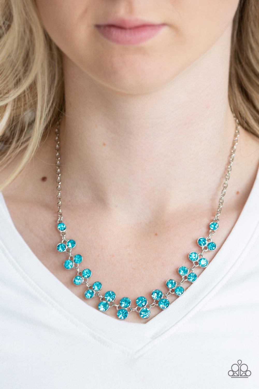 Super Starstruck Blue Rhinestone Necklace - Paparazzi Accessories- lightbox - CarasShop.com - Paparazzi Jewelry by Cara Jewels