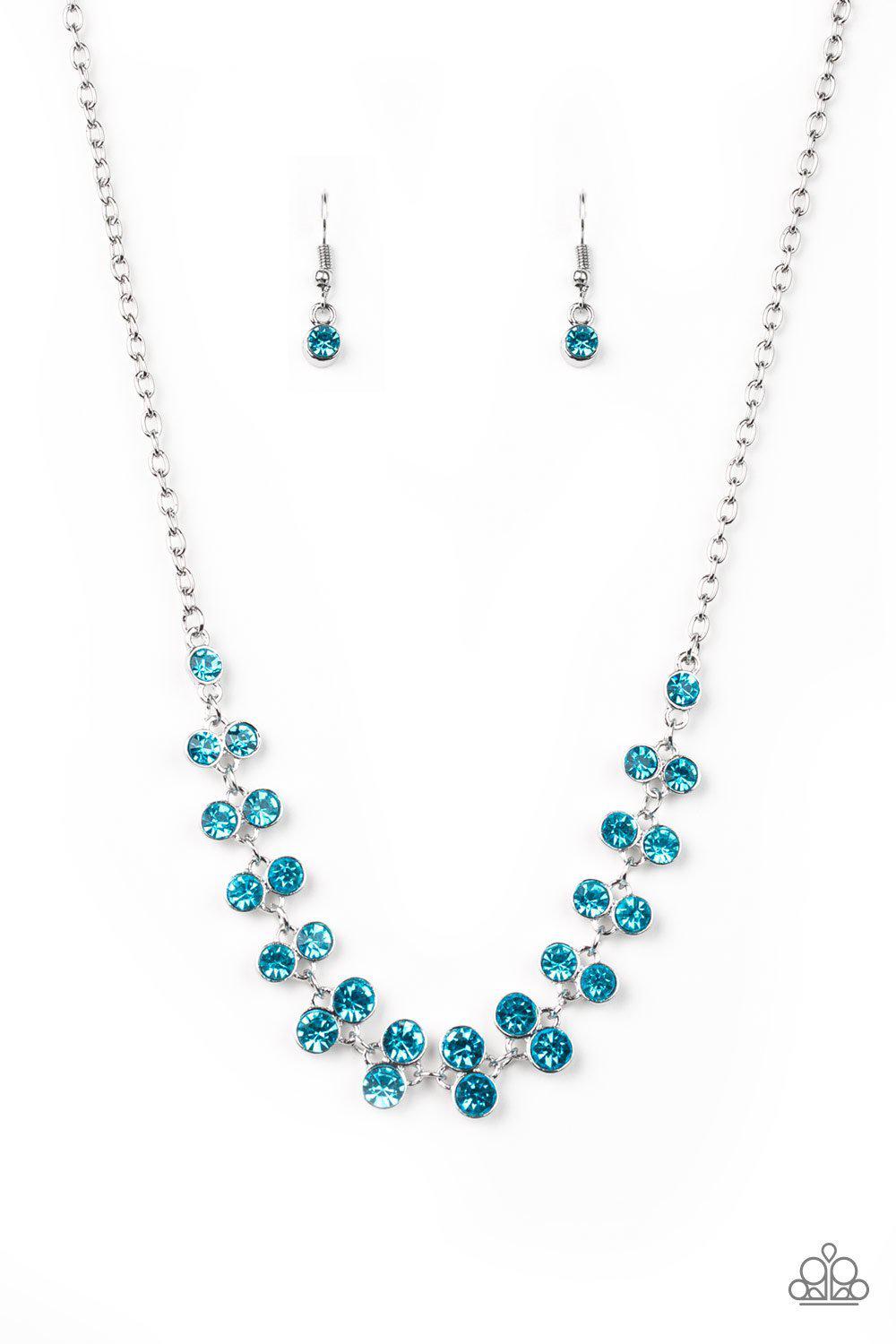 Super Starstruck Blue Rhinestone Necklace - Paparazzi Accessories- on model - CarasShop.com - Paparazzi Jewelry by Cara Jewels