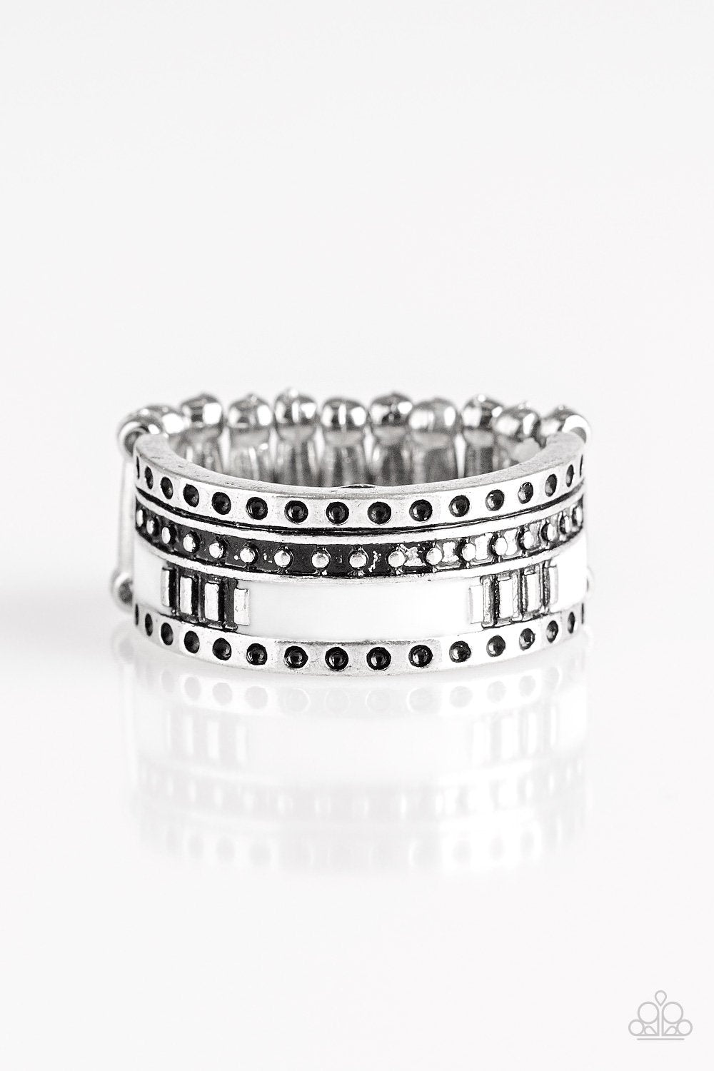 Super Summer Silver and White Ring - Paparazzi Accessories- lightbox - CarasShop.com - Paparazzi Jewelry by Cara Jewels