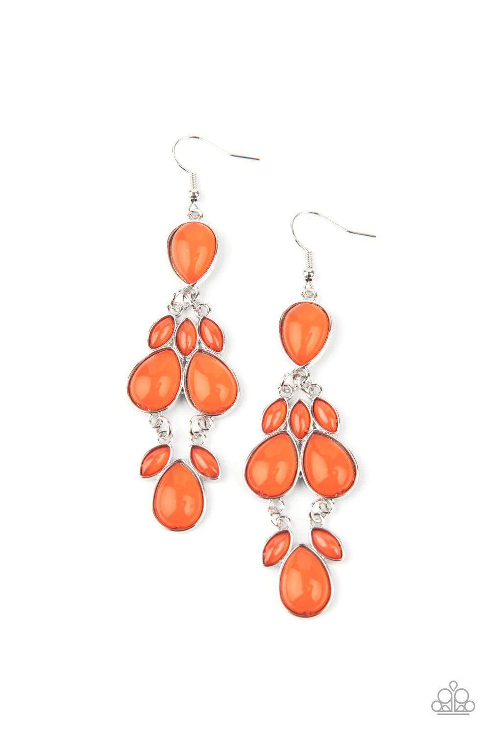 Superstar Social Orange Earrings - Paparazzi Accessories- lightbox - CarasShop.com - Paparazzi Jewelry by Cara Jewels