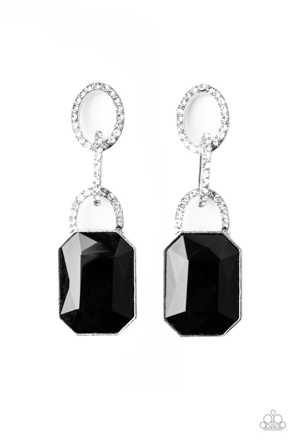 SuperStar Status Black Rhinestone Post Earrings - Paparazzi Accessories- lightbox - CarasShop.com - Paparazzi Jewelry by Cara Jewels