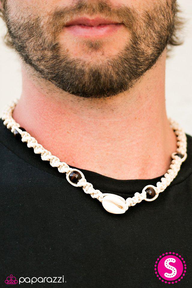 Surf Zone White Urban Necklace - Paparazzi Accessories- on model - CarasShop.com - Paparazzi Jewelry by Cara Jewels