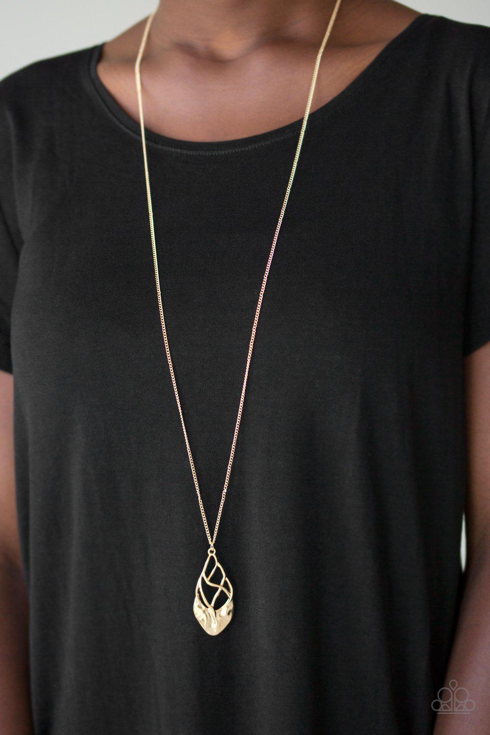 Swank Bank Gold Necklace - Paparazzi Accessories- lightbox - CarasShop.com - Paparazzi Jewelry by Cara Jewels
