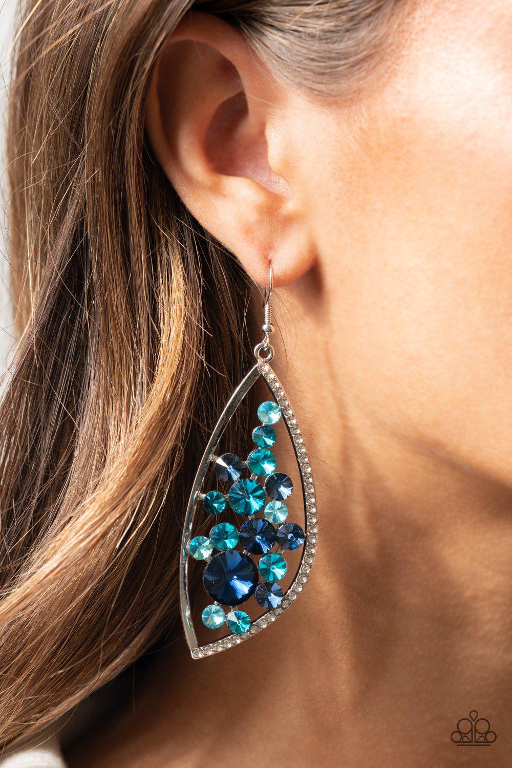 Sweetly Effervescent Blue Rhinestone Earrings - Paparazzi Accessories- lightbox - CarasShop.com - Paparazzi Jewelry by Cara Jewels