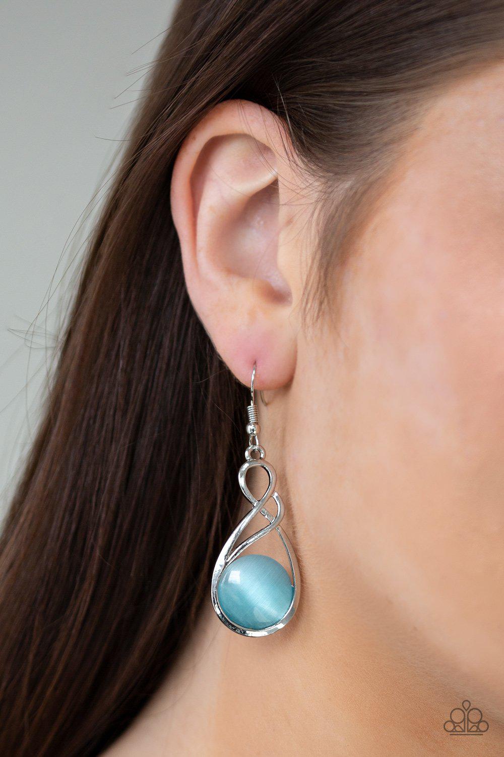 Swept Away Blue Moonstone Earrings - Paparazzi Accessories- lightbox - CarasShop.com - Paparazzi Jewelry by Cara Jewels