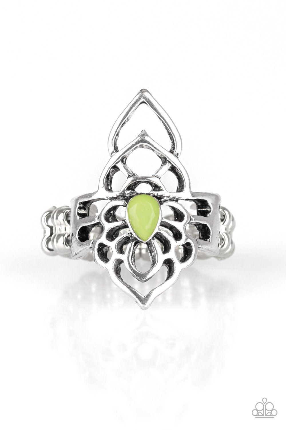 Taj Mahalo Green and Silver Ring - Paparazzi Accessories- lightbox - CarasShop.com - Paparazzi Jewelry by Cara Jewels