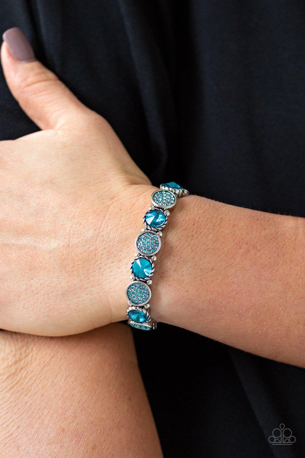 Take A Moment To Reflect Blue Rhinestone Bracelet - Paparazzi Accessories- lightbox - CarasShop.com - Paparazzi Jewelry by Cara Jewels