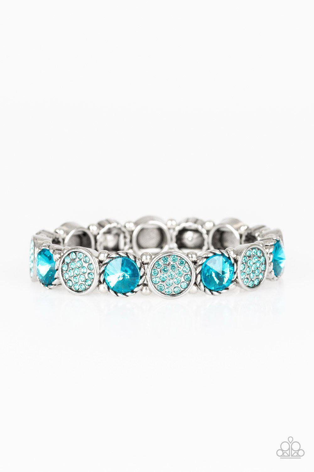 Take A Moment To Reflect Blue Rhinestone Bracelet - Paparazzi Accessories- on model - CarasShop.com - Paparazzi Jewelry by Cara Jewels