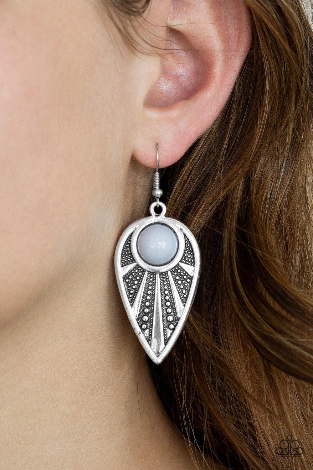 Take A WALKABOUT Silver Earrings - Paparazzi Accessories- lightbox - CarasShop.com - Paparazzi Jewelry by Cara Jewels