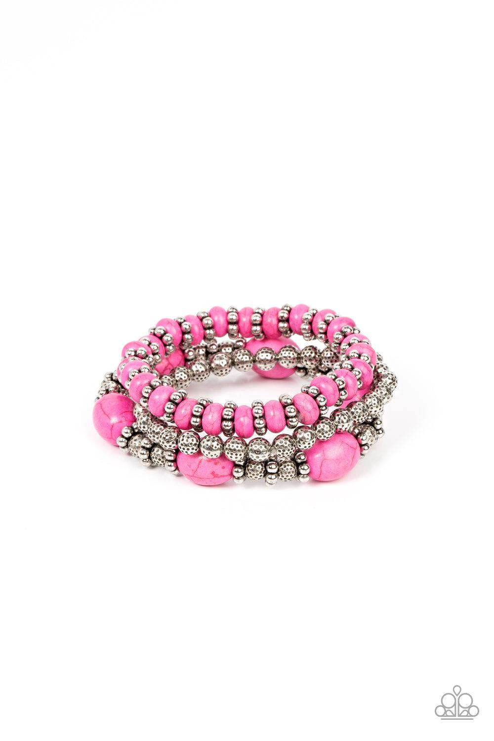 Take by SANDSTORM Pink Stone Bracelet - Paparazzi Accessories- lightbox - CarasShop.com - Paparazzi Jewelry by Cara Jewels