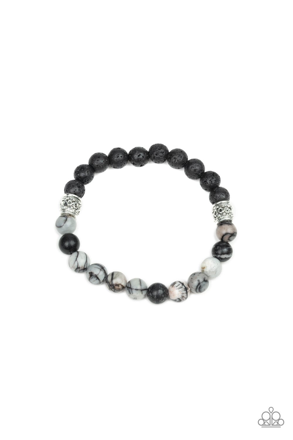Take It Easy Black Urban Lava Rock Bracelet - Paparazzi Accessories- on model - CarasShop.com - Paparazzi Jewelry by Cara Jewels