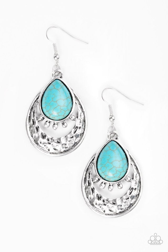 Take Me To The River Turquoise Blue Stone Earrings - Paparazzi Accessories- lightbox - CarasShop.com - Paparazzi Jewelry by Cara Jewels
