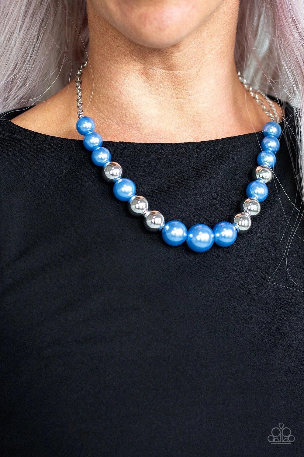 Take Note Blue Necklace - Paparazzi Accessories- on model - CarasShop.com - Paparazzi Jewelry by Cara Jewels