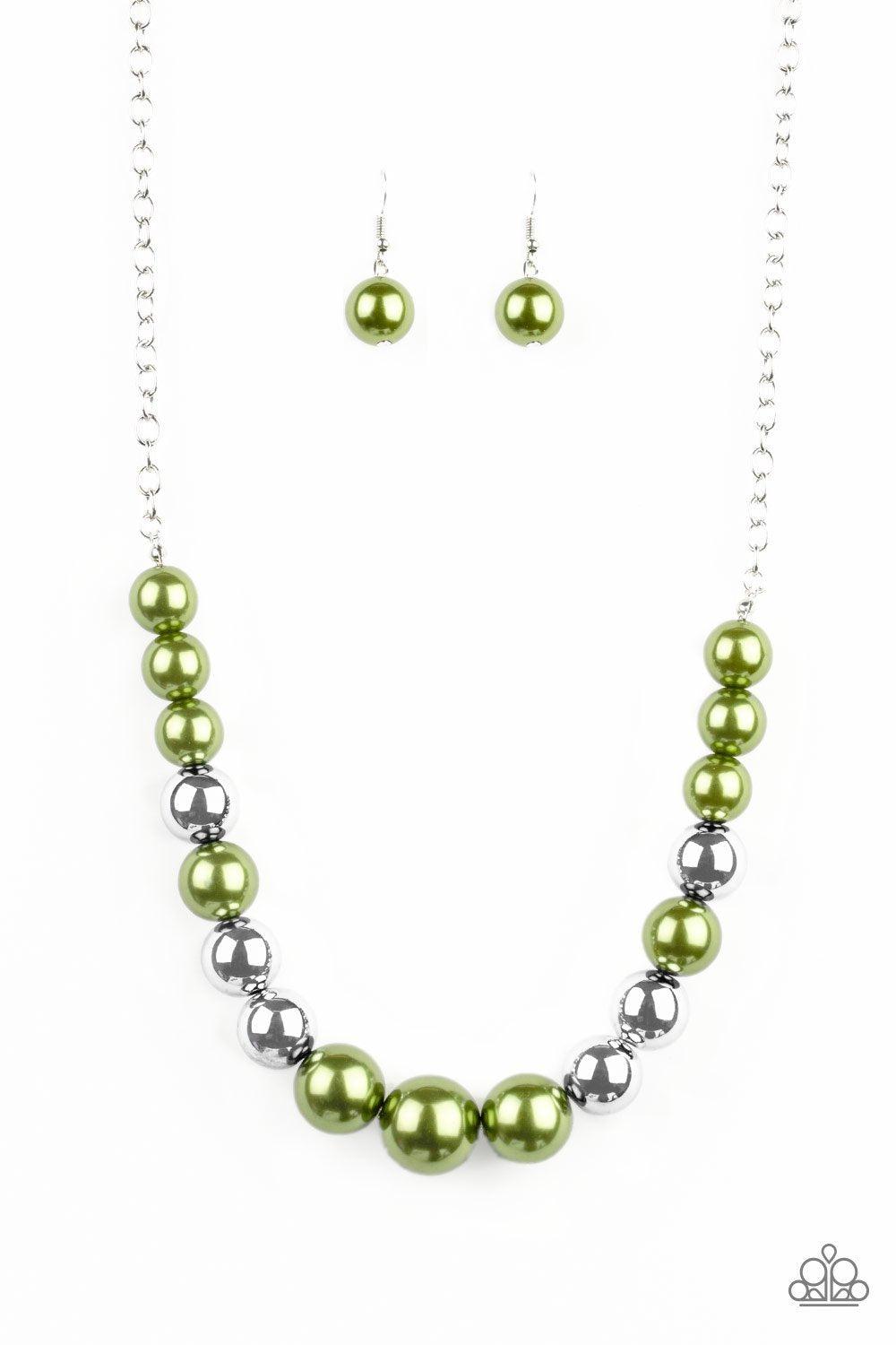 Take Note Green and Silver Necklace - Paparazzi Accessories- lightbox - CarasShop.com - Paparazzi Jewelry by Cara Jewels