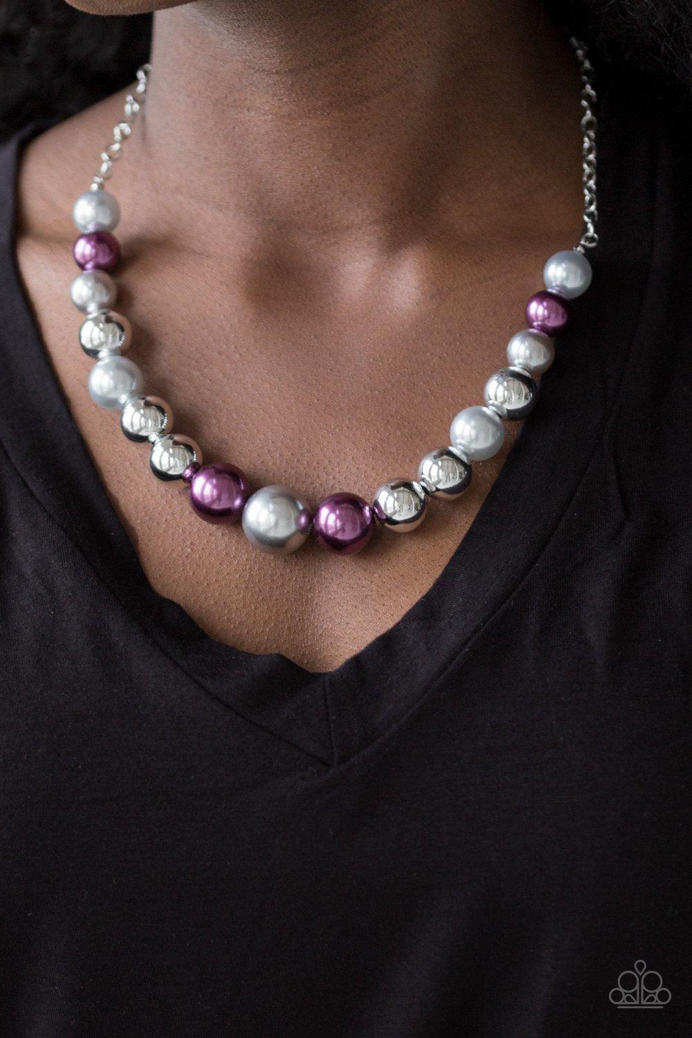 Take Note Multi Purple and Gray Necklace - Paparazzi Accessories- lightbox - CarasShop.com - Paparazzi Jewelry by Cara Jewels
