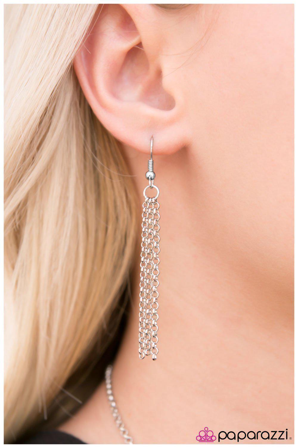 Take The Bull By The Horns Silver and Tan Necklace - Paparazzi Accessories - free matching earrings -CarasShop.com - Paparazzi Jewelry by Cara Jewels