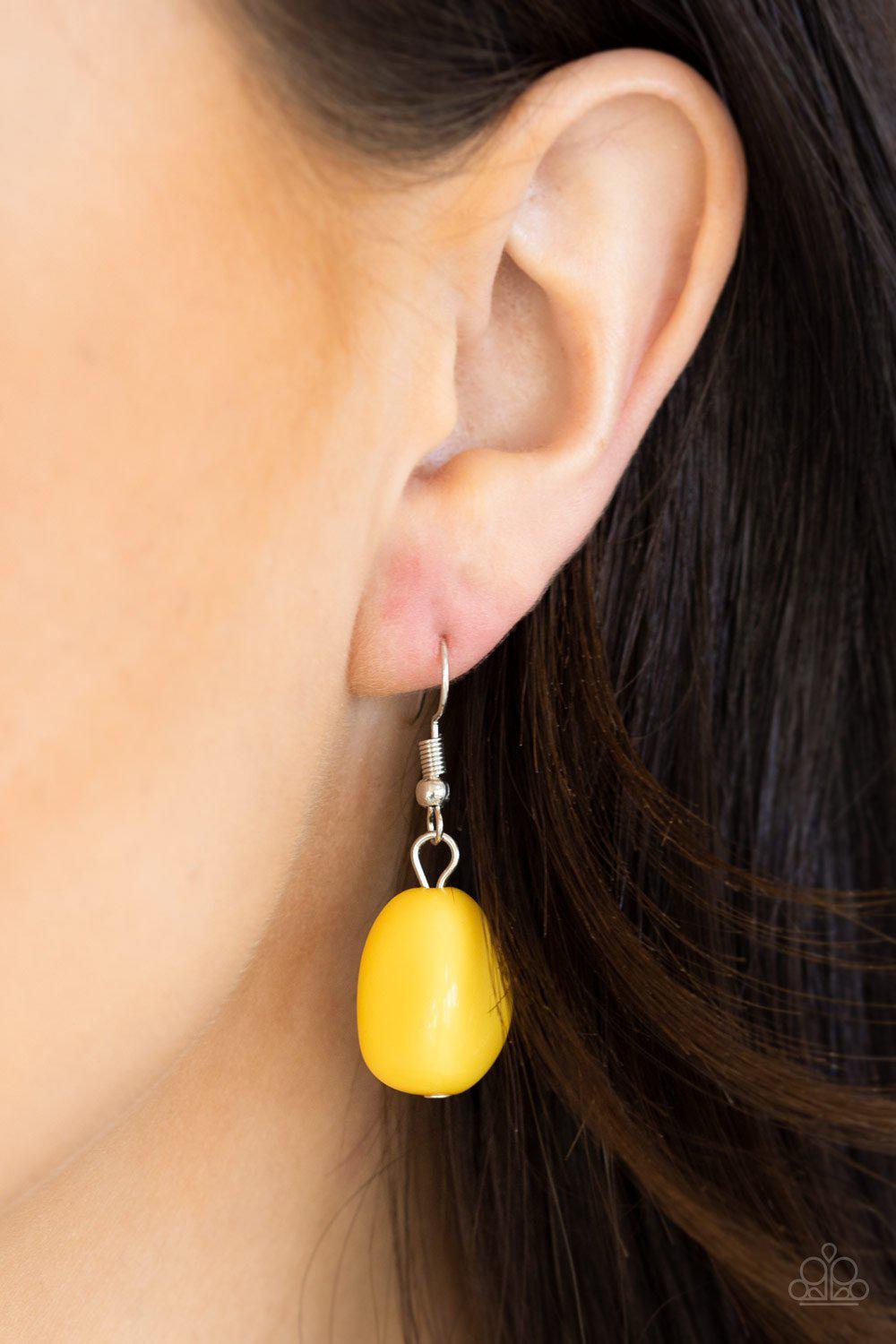 Take The COLOR Wheel Yellow Necklace - Paparazzi Accessories - free matching earrings -CarasShop.com - Paparazzi Jewelry by Cara Jewels