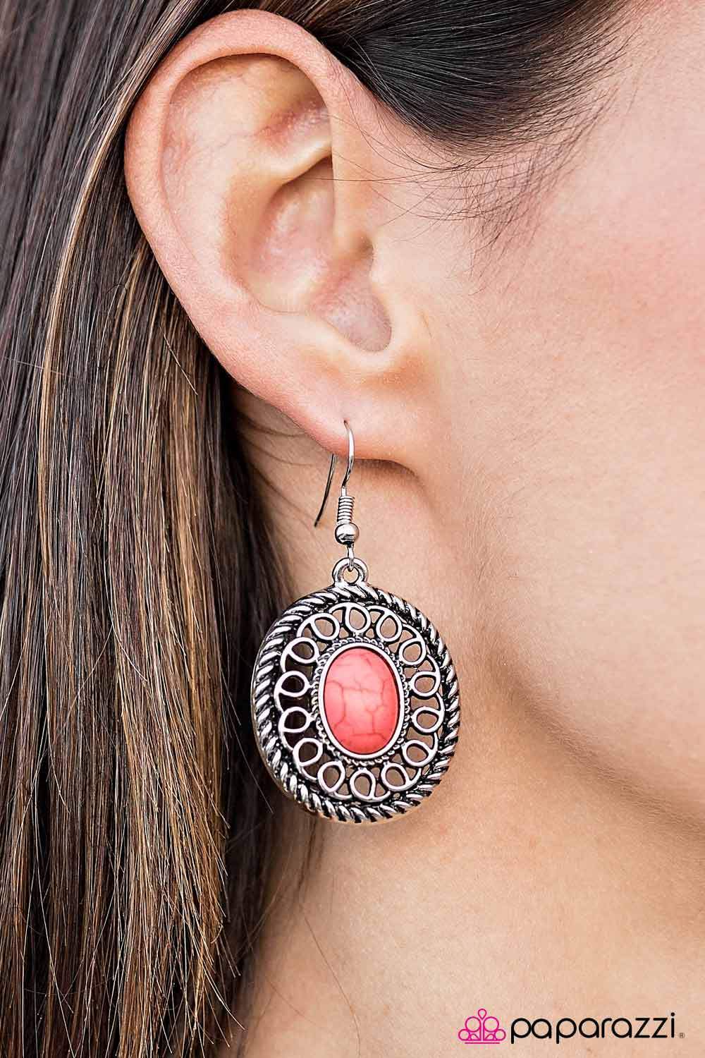 Take the Trail Less Traveled Coral Stone Earrings - Paparazzi Accessories- lightbox - CarasShop.com - Paparazzi Jewelry by Cara Jewels