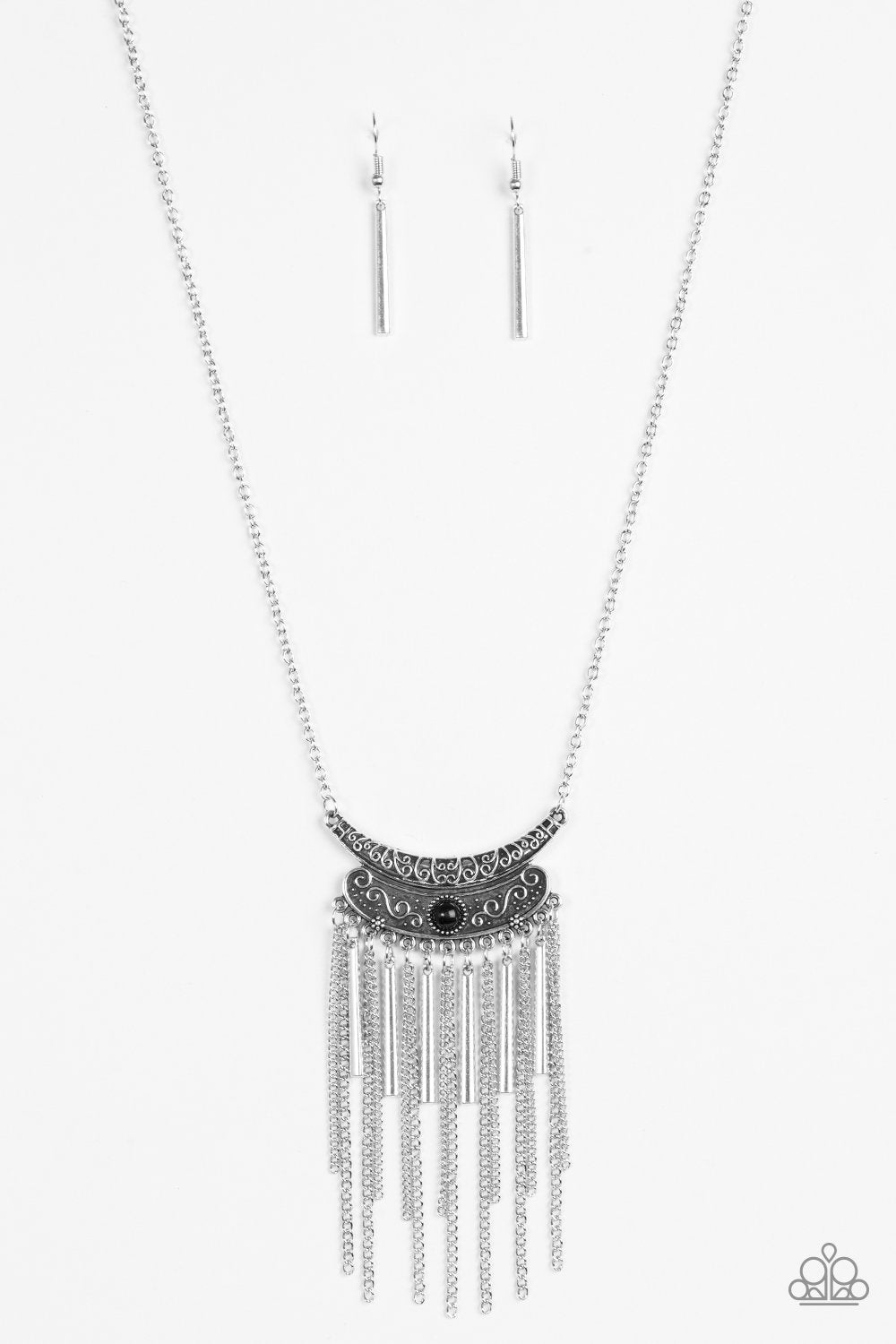 Take Zen Black and Silver Necklace - Paparazzi Accessories- lightbox - CarasShop.com - Paparazzi Jewelry by Cara Jewels