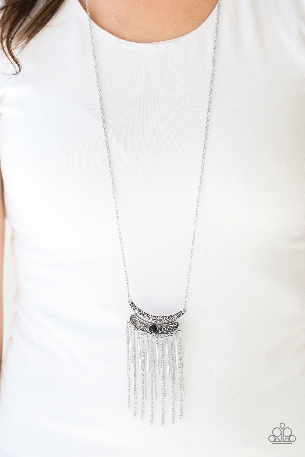 Take Zen Black and Silver Necklace - Paparazzi Accessories- lightbox - CarasShop.com - Paparazzi Jewelry by Cara Jewels