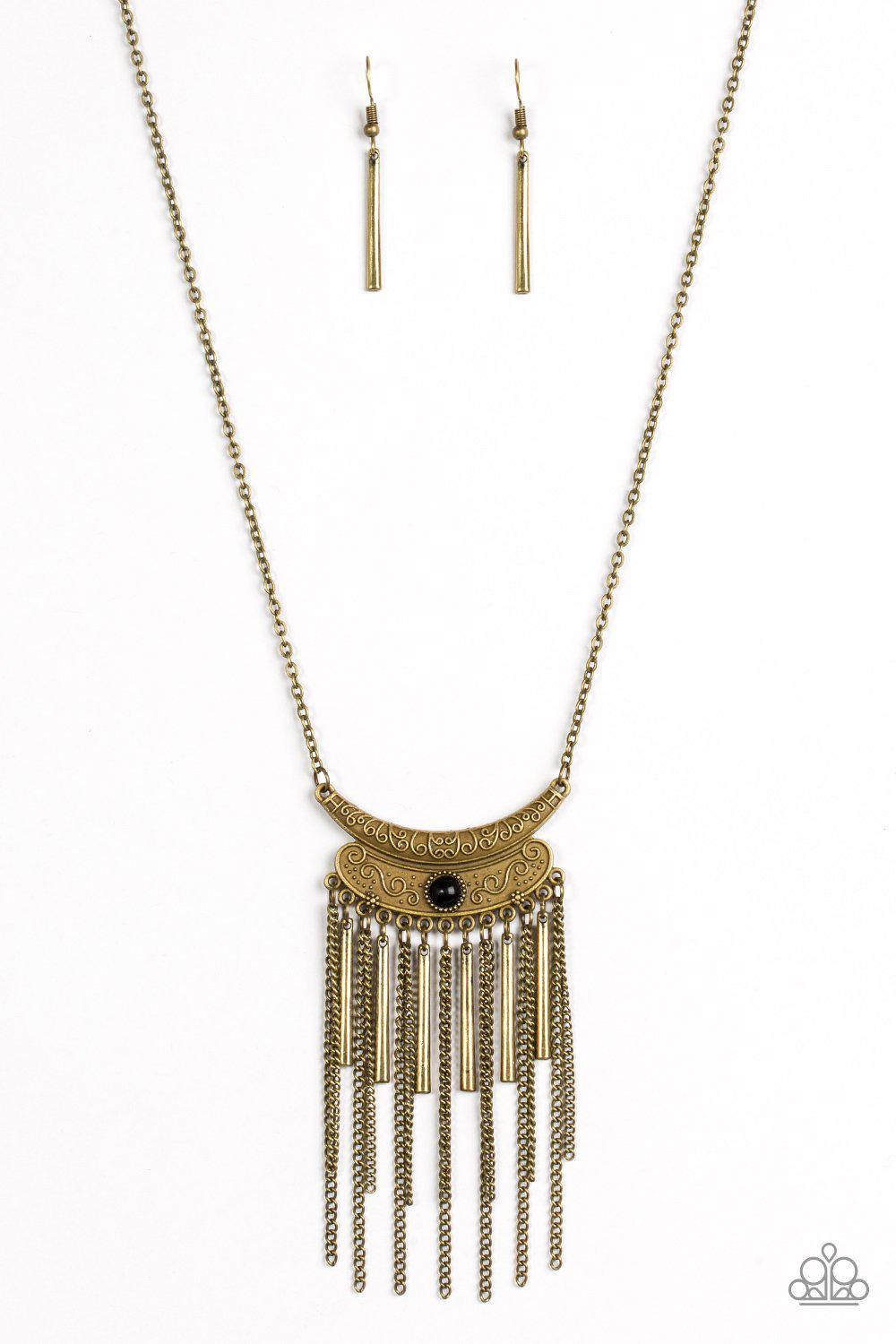 Take Zen Brass Necklace - Paparazzi Accessories- lightbox - CarasShop.com - Paparazzi Jewelry by Cara Jewels