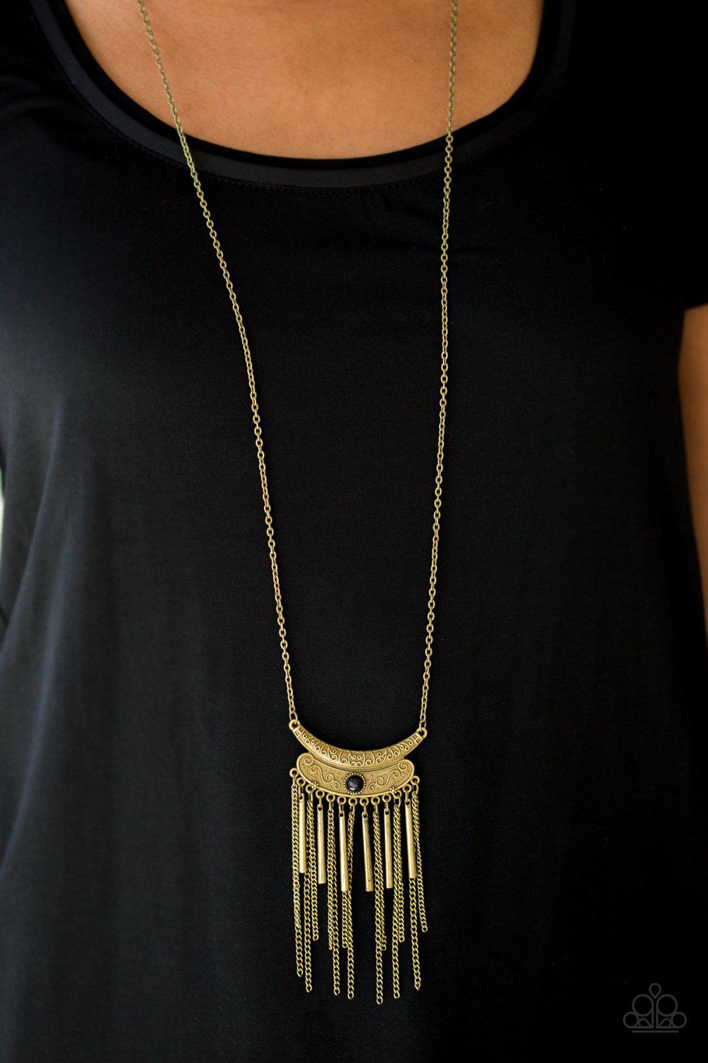 Take Zen Brass Necklace - Paparazzi Accessories- lightbox - CarasShop.com - Paparazzi Jewelry by Cara Jewels
