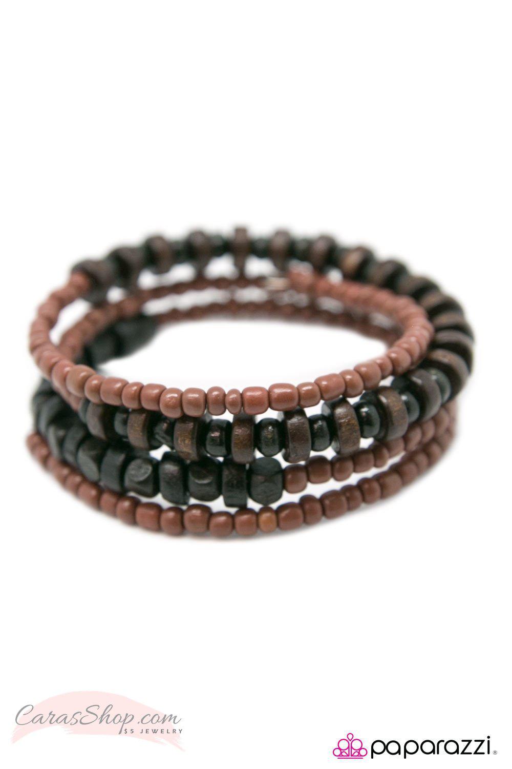 Taking the Wrap Brown Wood Infinity Wrap Bracelet - Paparazzi Accessories- on model - CarasShop.com - Paparazzi Jewelry by Cara Jewels