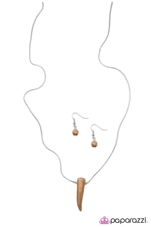 Talons Out Brown Stone and Silver Necklace - Paparazzi Accessories- lightbox - CarasShop.com - Paparazzi Jewelry by Cara Jewels