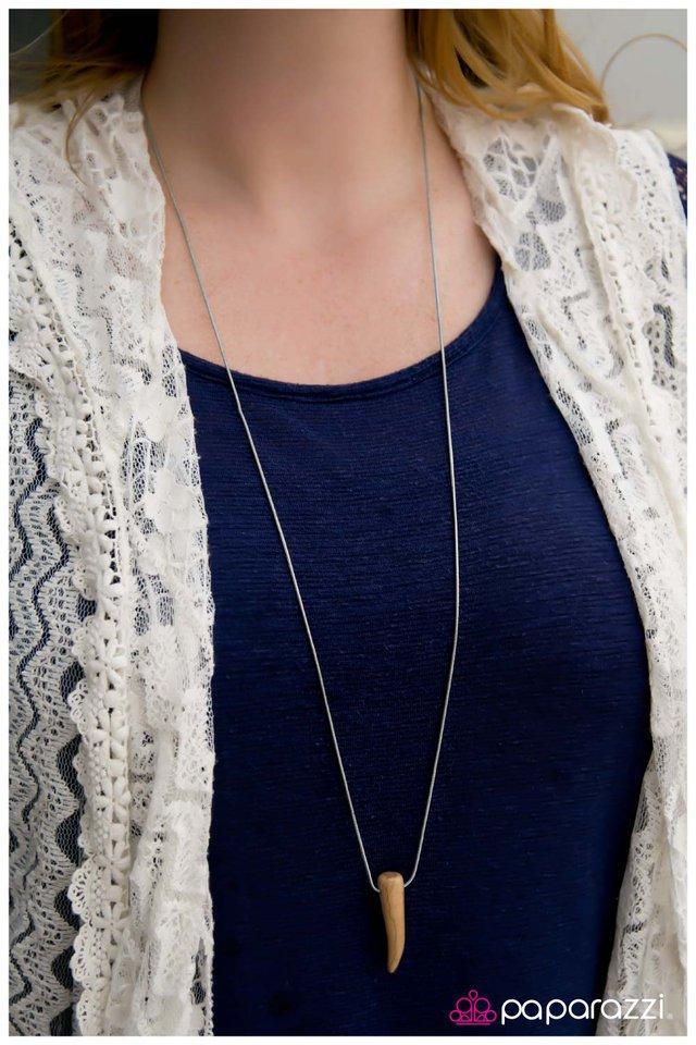 Talons Out Brown Stone and Silver Necklace - Paparazzi Accessories- on model - CarasShop.com - Paparazzi Jewelry by Cara Jewels