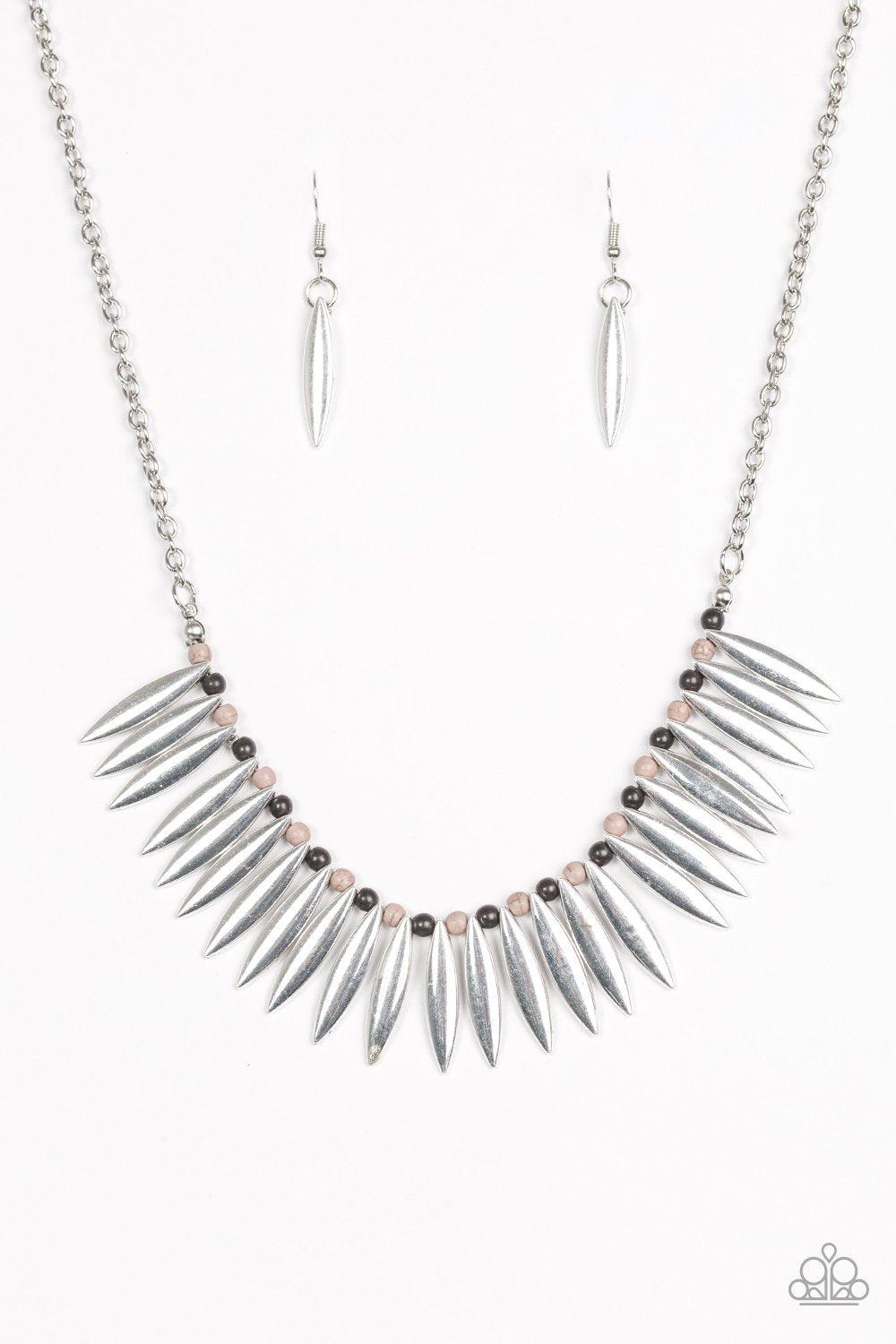 Tameless Tigress Silver, Black and Brown Necklace - Paparazzi Accessories- lightbox - CarasShop.com - Paparazzi Jewelry by Cara Jewels