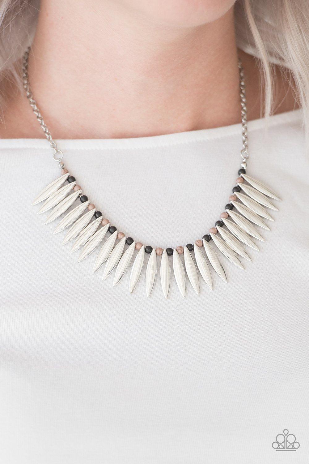 Tameless Tigress Silver, Black and Brown Necklace - Paparazzi Accessories- lightbox - CarasShop.com - Paparazzi Jewelry by Cara Jewels