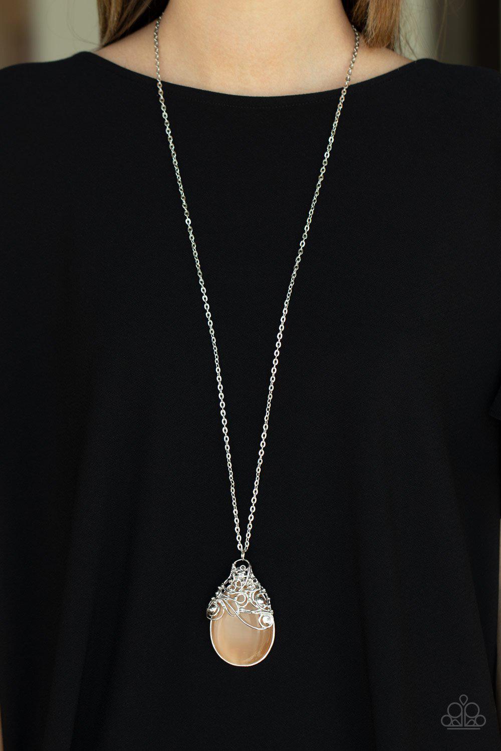 Tangled Gardens Orange Cat's Eye Stone Necklace - Paparazzi Accessories- lightbox - CarasShop.com - Paparazzi Jewelry by Cara Jewels