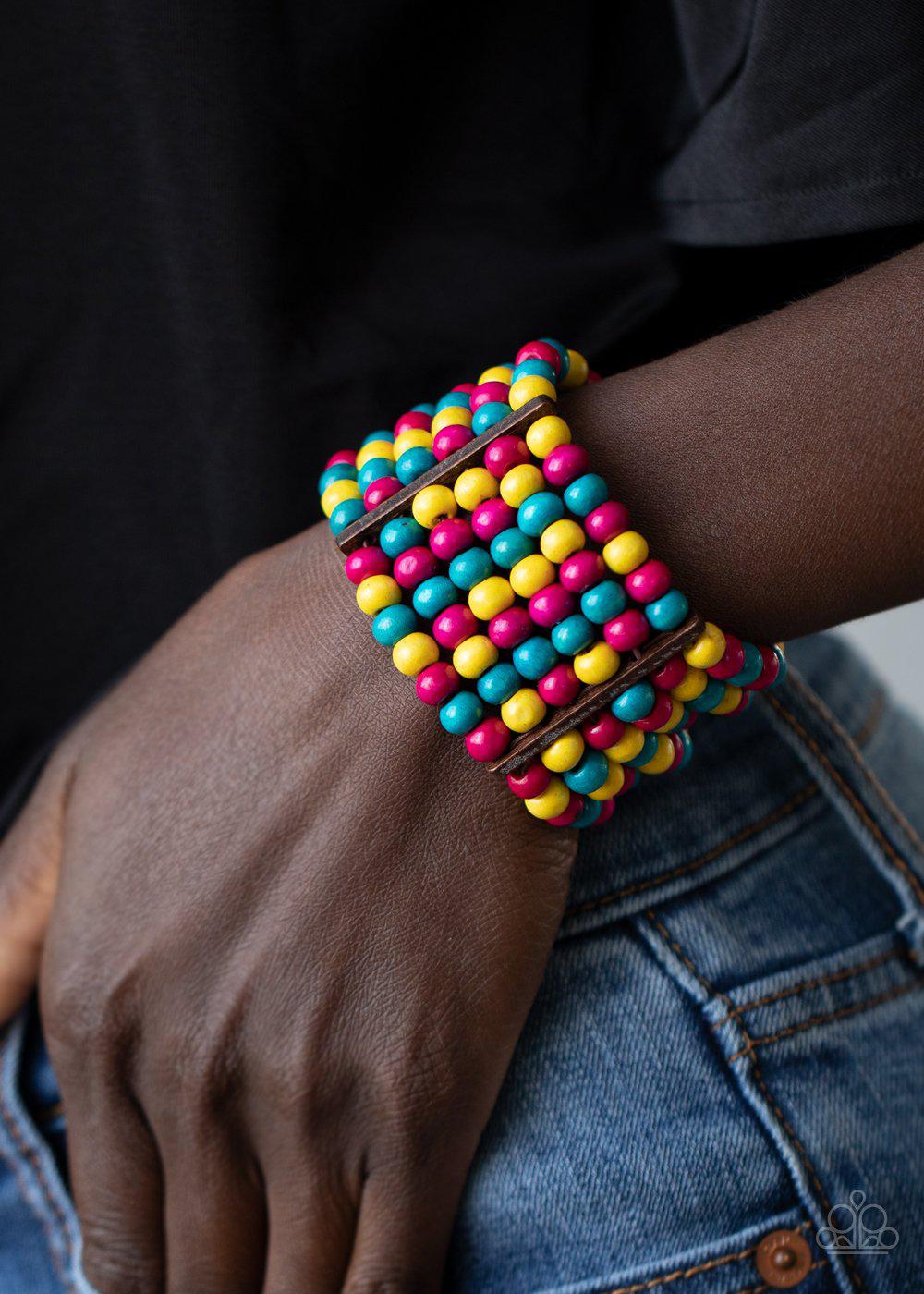 Tanning in Tanzania Multi Wood Bracelet - Paparazzi Accessories- lightbox - CarasShop.com - Paparazzi Jewelry by Cara Jewels