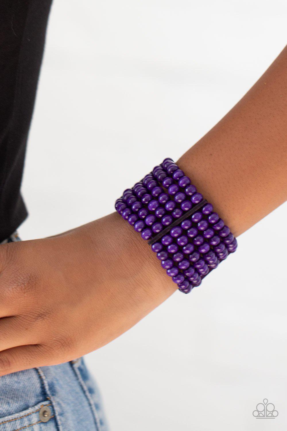 Tanning In Tanzania Purple Wood Bracelet - Paparazzi Accessories- lightbox - CarasShop.com - Paparazzi Jewelry by Cara Jewels
