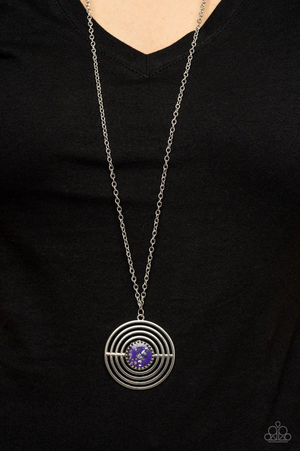 Targeted Tranquility Purple Necklace - Paparazzi Accessories- on model - CarasShop.com - Paparazzi Jewelry by Cara Jewels