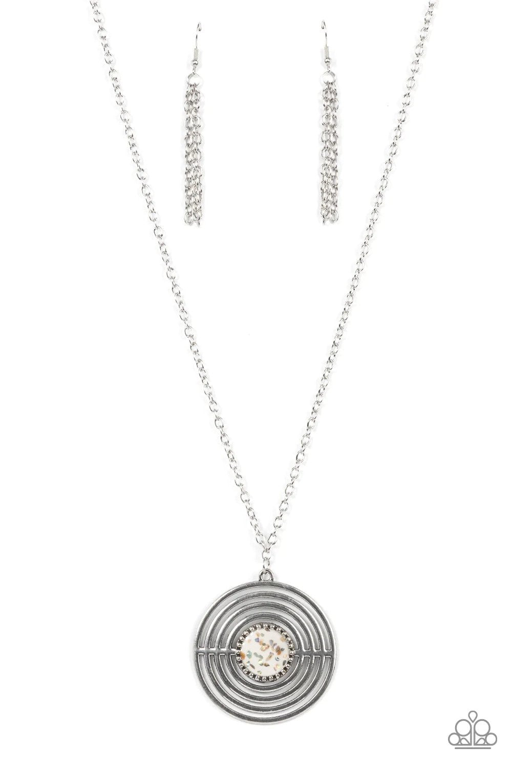 Targeted Tranquility White Necklace - Paparazzi Accessories- lightbox - CarasShop.com - Paparazzi Jewelry by Cara Jewels