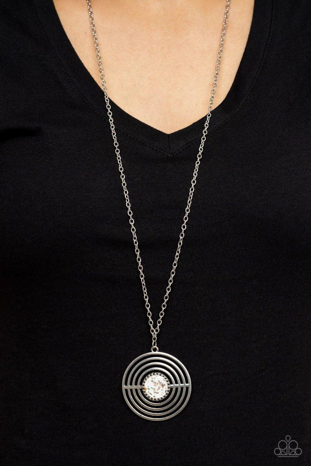 Targeted Tranquility White Necklace - Paparazzi Accessories- lightbox - CarasShop.com - Paparazzi Jewelry by Cara Jewels