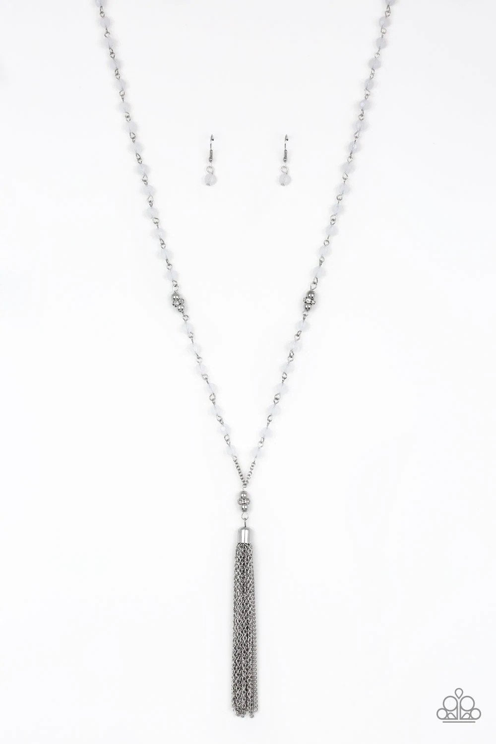 Tassel Takeover White Necklace - Paparazzi Accessories- lightbox - CarasShop.com - Paparazzi Jewelry by Cara Jewels
