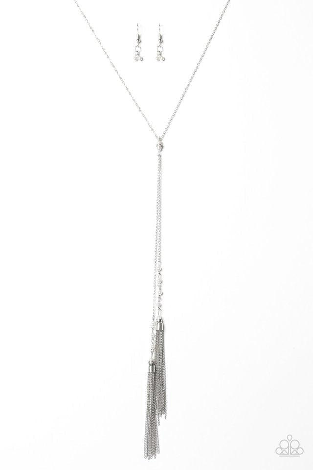 Tassel Temptation White Necklace - Paparazzi Accessories- lightbox - CarasShop.com - Paparazzi Jewelry by Cara Jewels